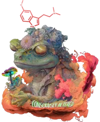 Consciously altered, psychedelic design of bufo