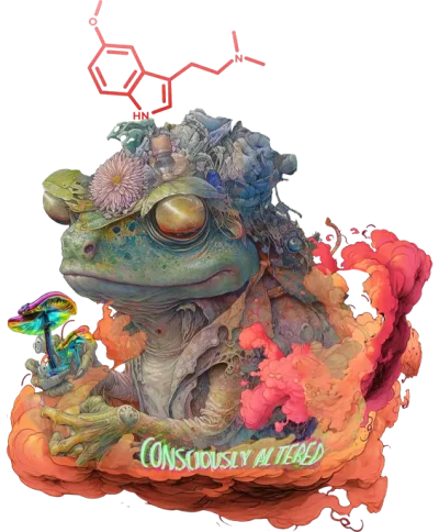 Consciously altered, psychedelic design of bufo