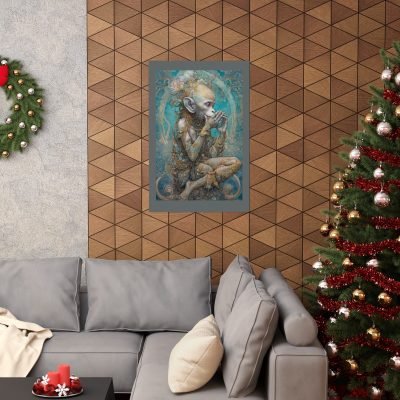 stoned ape theory poster depicting beautiful civilized monkey