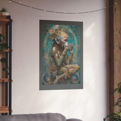 stoned ape theory poster depicting beautiful civilized monkey