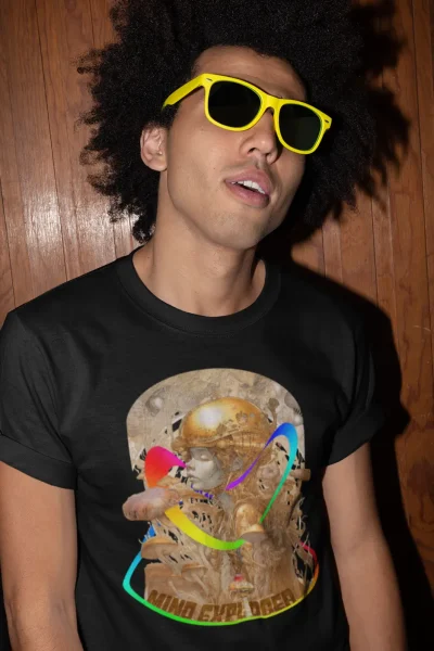 golden psychedelic explorer t-shirt