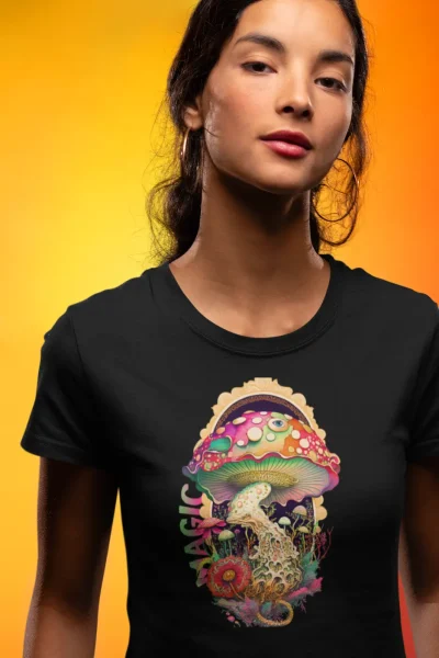 magic mushroom with psychedelic colors