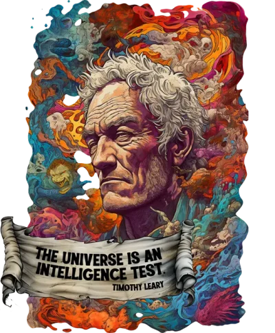 Timothy leary, the universe is an intelligence test, t-shirt